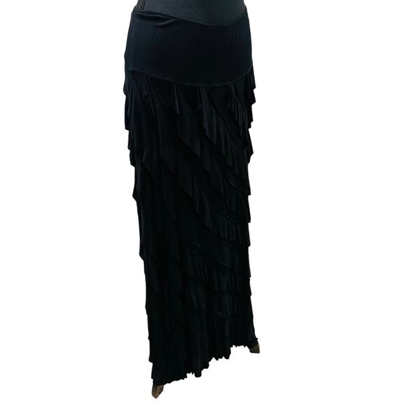 Chelsea & Theodore Maxi Tiered Ruffle Skirt - Black - XL - Picture 4 of 10